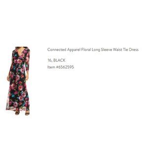 Connected Apparel Floral Long Sleeve Waist Tie Dress